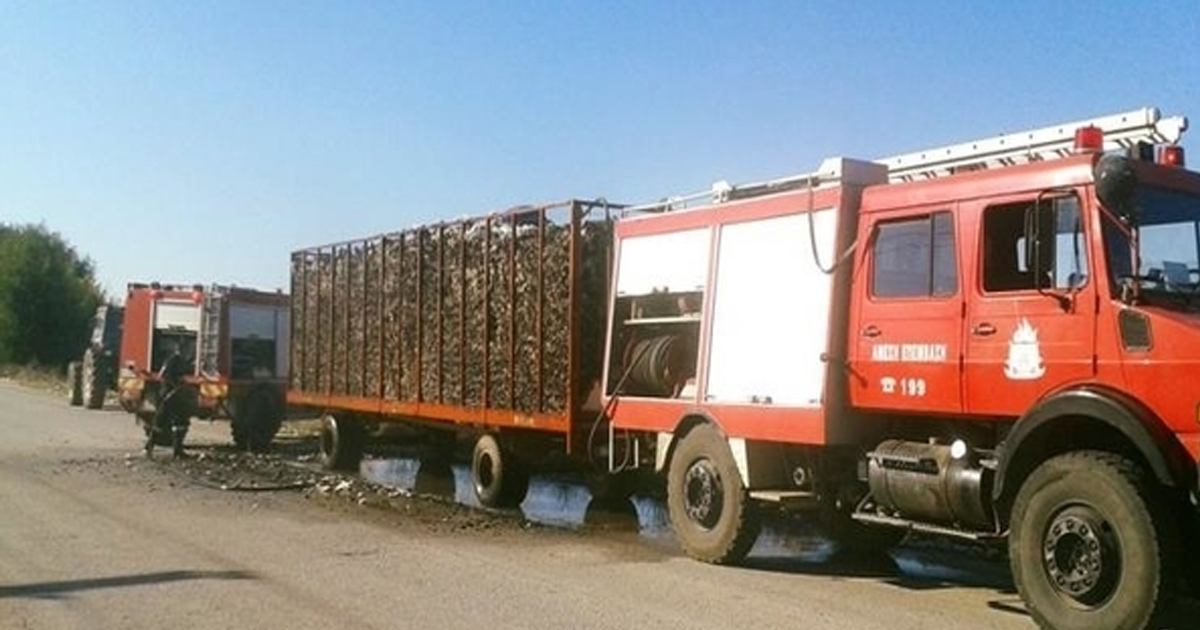 Λιβαδειά: Φωτιά σε πλατφόρμα με βαμβάκι