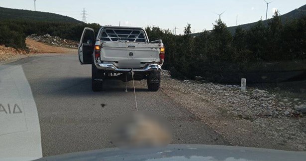 Φρικιαστική εικόνα!!! Αγροτικό έσερνε δεμένο σκύλο