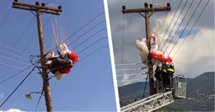 Αλεξιπτωτιστής μπλέχτηκε στα καλώδια της ΔΕΗ στη Λιβαδειά